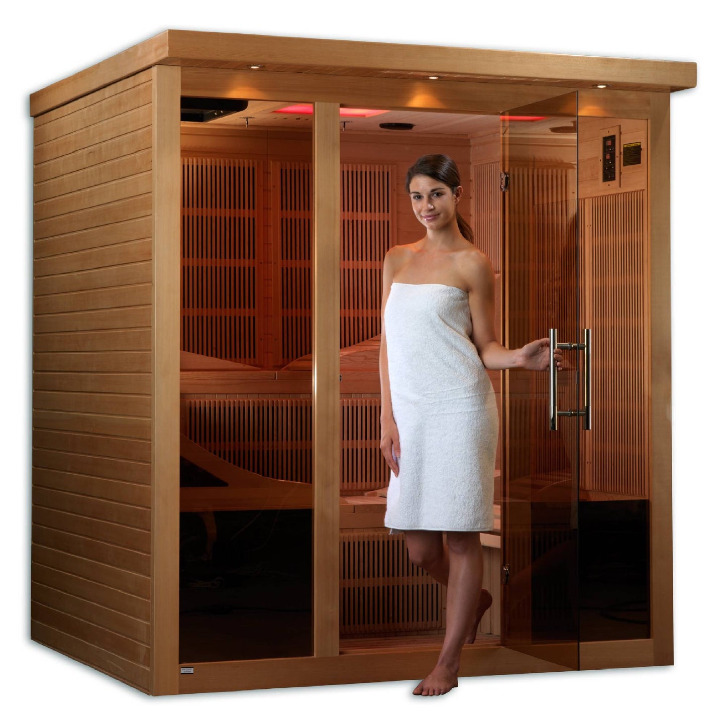 Golden Designs: Monaco Limited Edition 6-person Near Zero EMF FAR Infrared Sauna - Elite Holistic Fitness