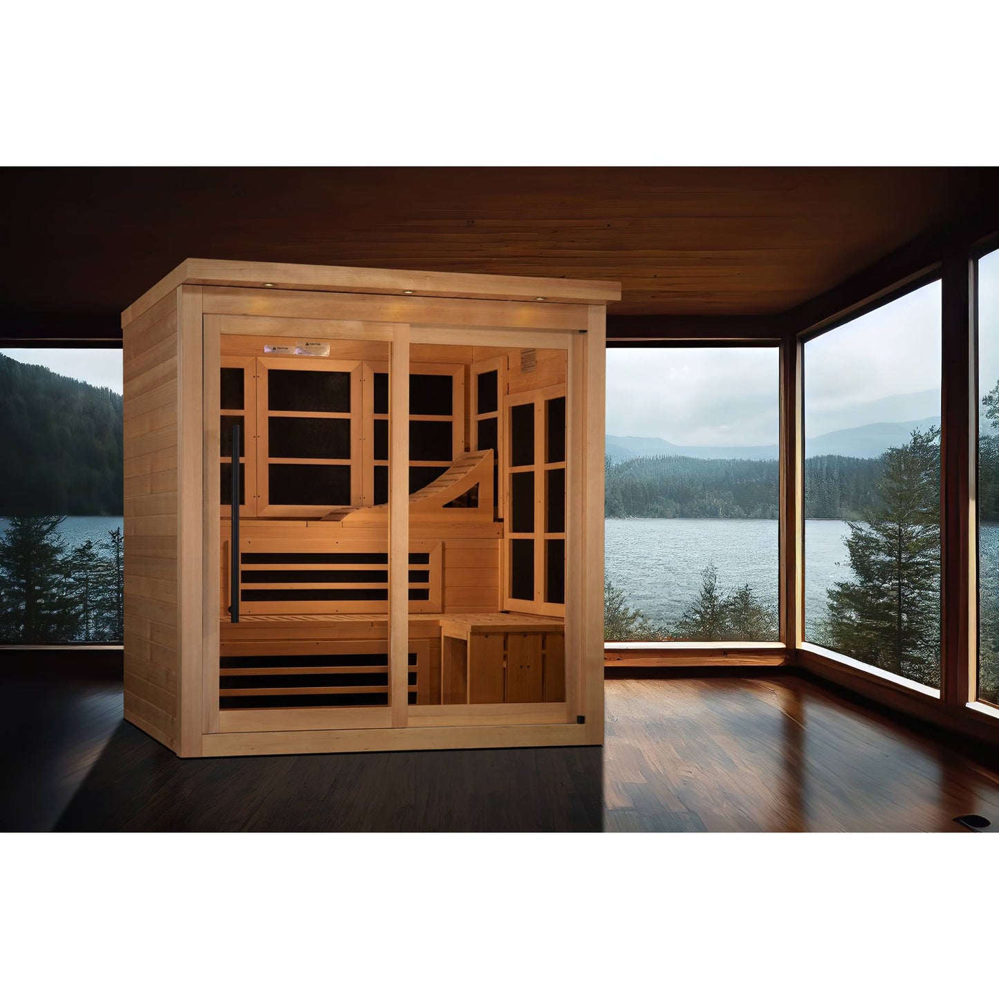 Golden Designs: Monaco Limited Edition 6-person Near Zero EMF FAR Infrared Sauna - Elite Holistic Fitness