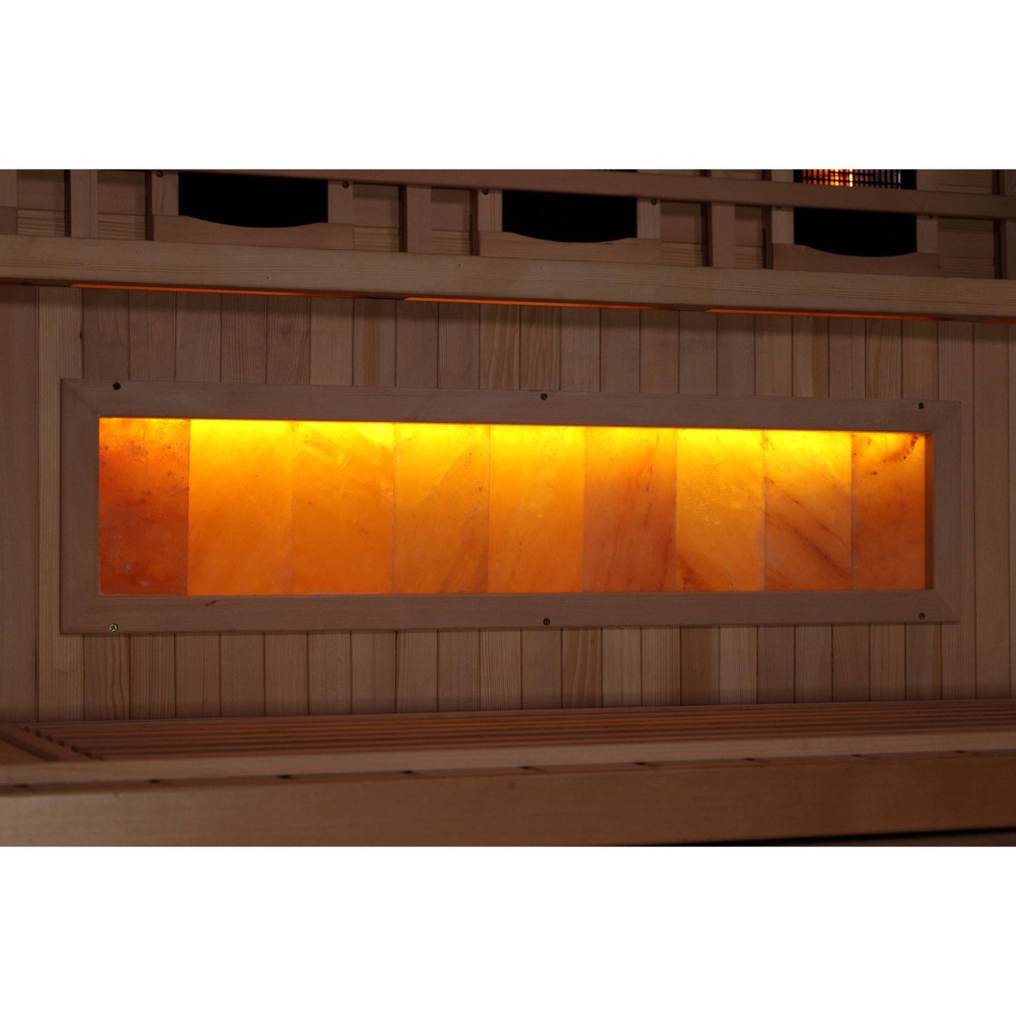Golden Designs: 4-Person Full Spectrum Near Zero EMF FAR Infrared Sauna with Himalayan Salt Bar - Elite Holistic Fitness
