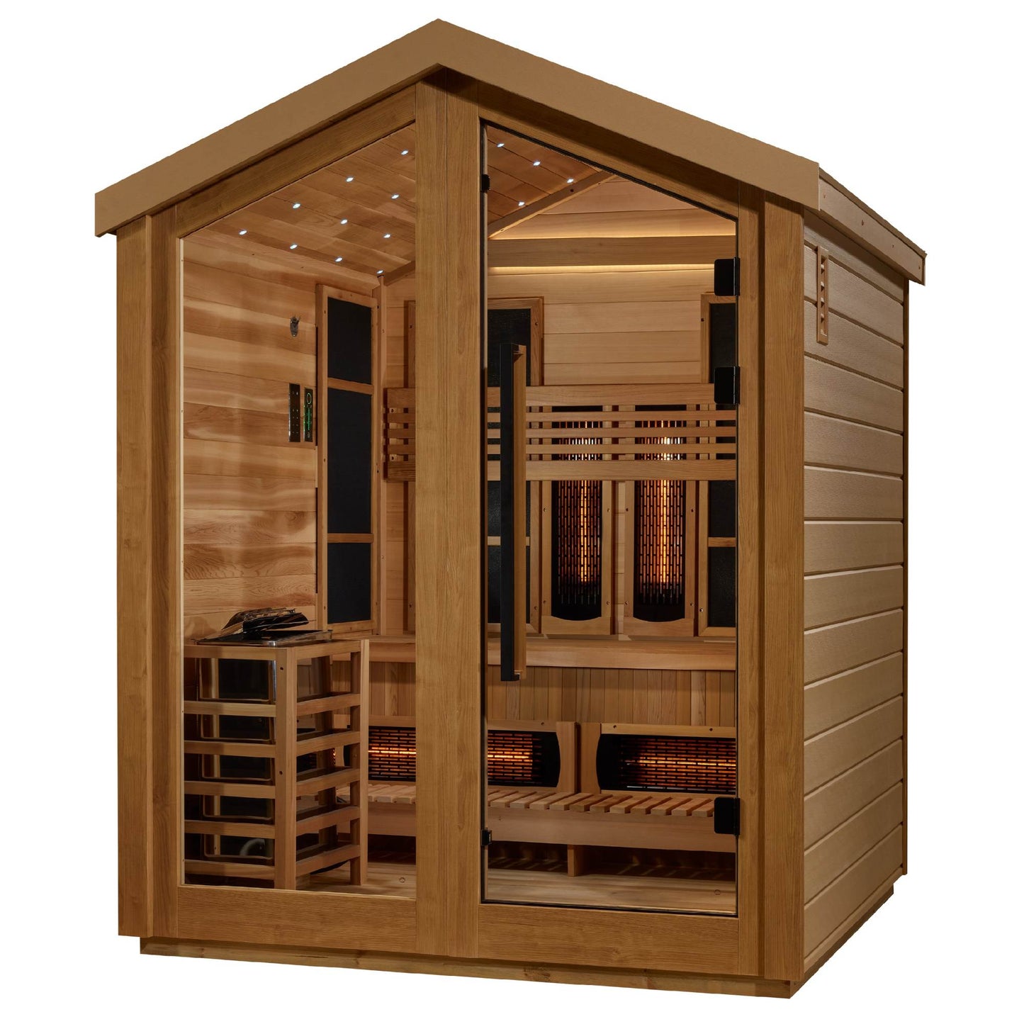 Golden Designs Loviisa 3 Person Hybrid (Infrared +Stove) Outdoor Sauna - Elite Holistic Fitness