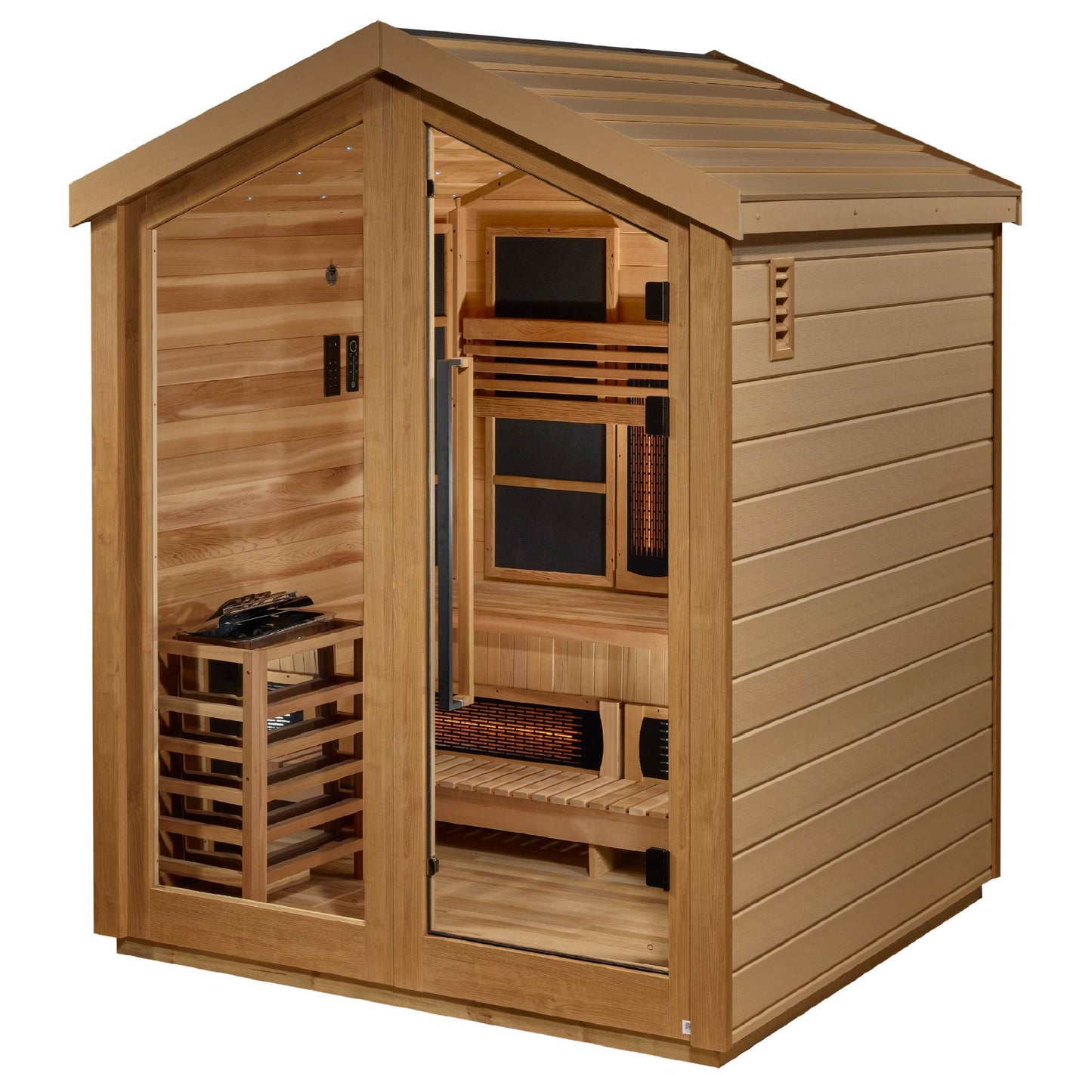 Golden Designs Loviisa 3 Person Hybrid (Infrared +Stove) Outdoor Sauna - Elite Holistic Fitness