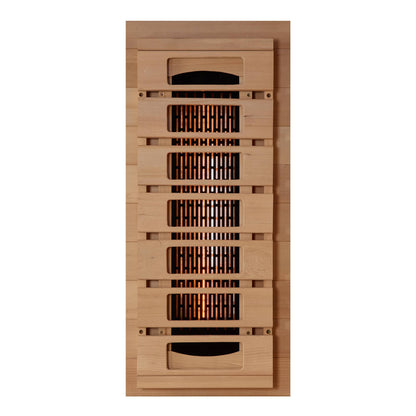 Golden Designs: 2-Person Reserve Edition Full Spectrum Near Zero EMF FAR Infrared Sauna with Himalayan Salt Bar - Elite Holistic Fitness