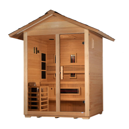 Golden Designs: Carinthia 3 Person Hybrid (Infrared + Stove) Outdoor Sauna - Elite Holistic Fitness
