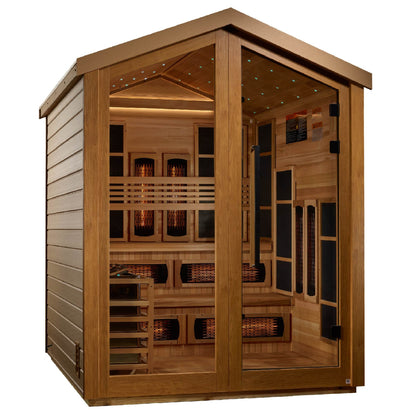 Golden Designs: Kaskinen 6 Person Hybrid (Infrared + Stove) Outdoor Sauna - Elite Holistic Fitness