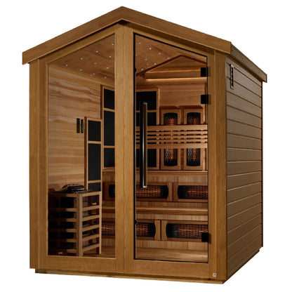 Golden Designs: Kaskinen 6 Person Hybrid (Infrared + Stove) Outdoor Sauna - Elite Holistic Fitness