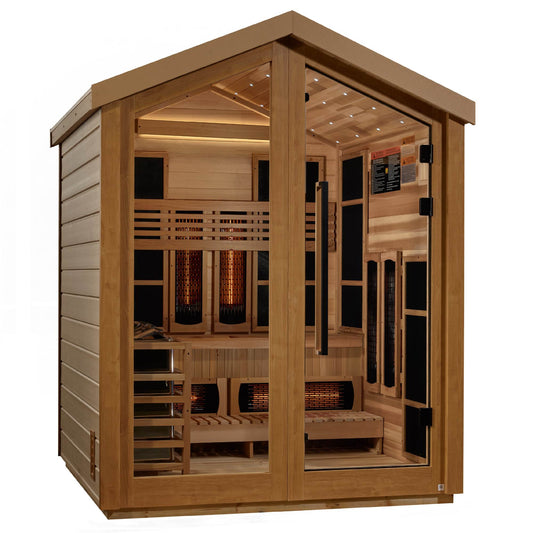 Golden Designs Loviisa 3 Person Hybrid (Infrared +Stove) Outdoor Sauna - Elite Holistic Fitness